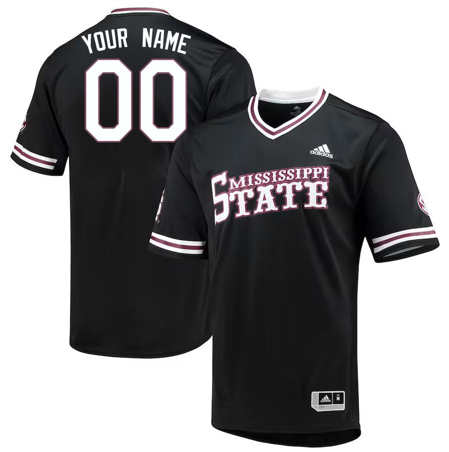 Custom Mississippi State Bulldogs College Name And Number Baseball Jerseys Stitched-Black